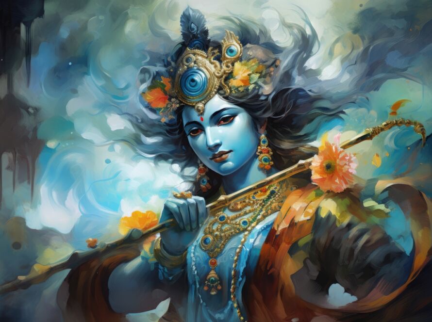 Peinture représentant Krishna