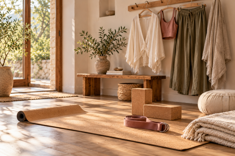 materiel idéal pour la pratique du yoga - Coin yoga dans un intérieur chaleureux